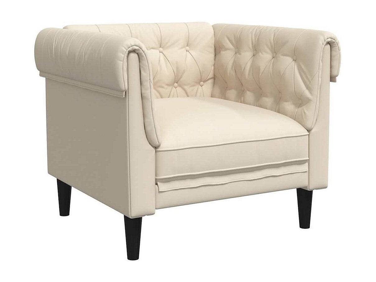 Fauteuil Chesterfield beige tissu