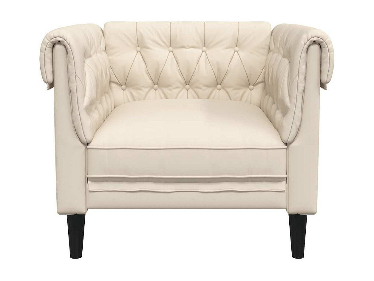 Fauteuil Chesterfield beige tissu