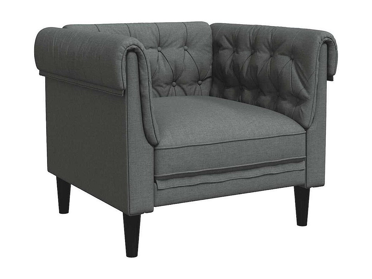Fauteuil Chesterfield gris tissu