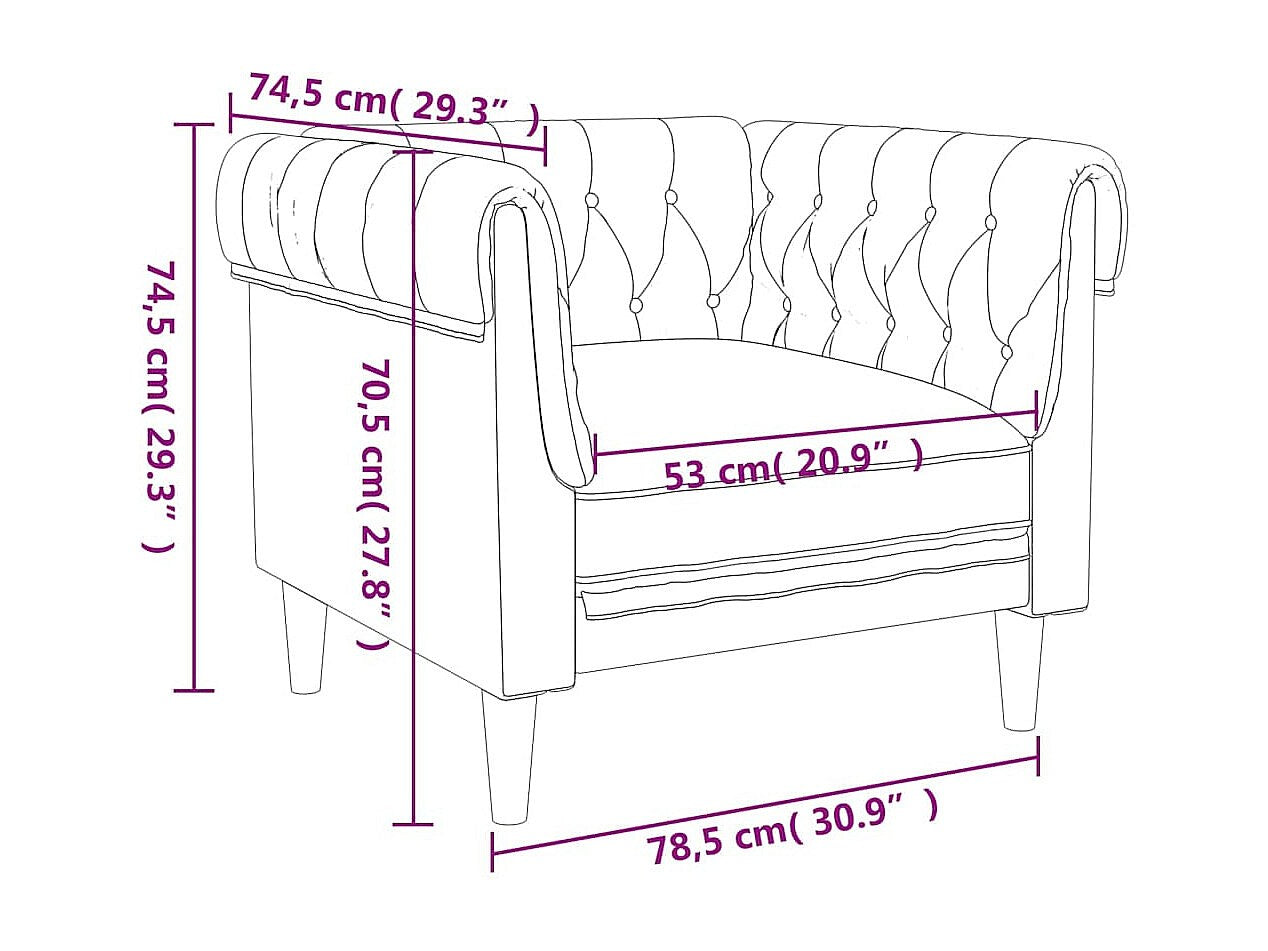 Fauteuil Chesterfield gris tissu