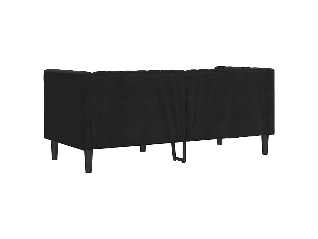 Canapé Chesterfield droit 2 places noir velours