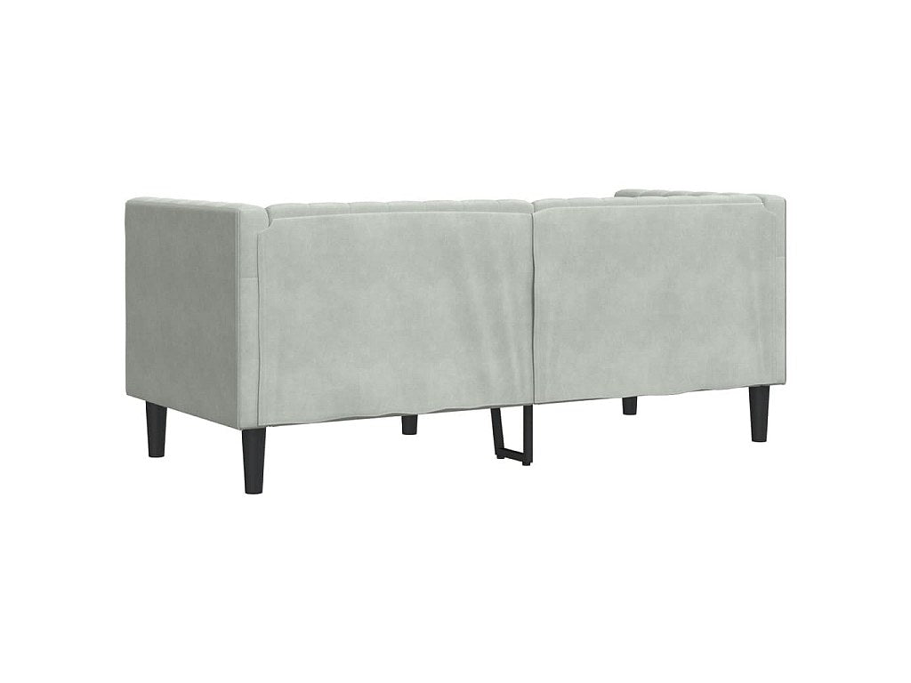 Canapé Chesterfield droit 2 places gris velours