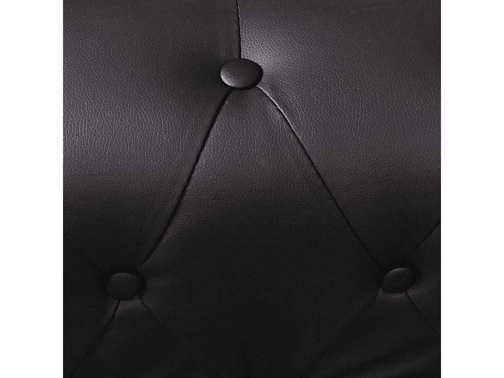 Canapé Chesterfield angle 5 places noir simili cuir
