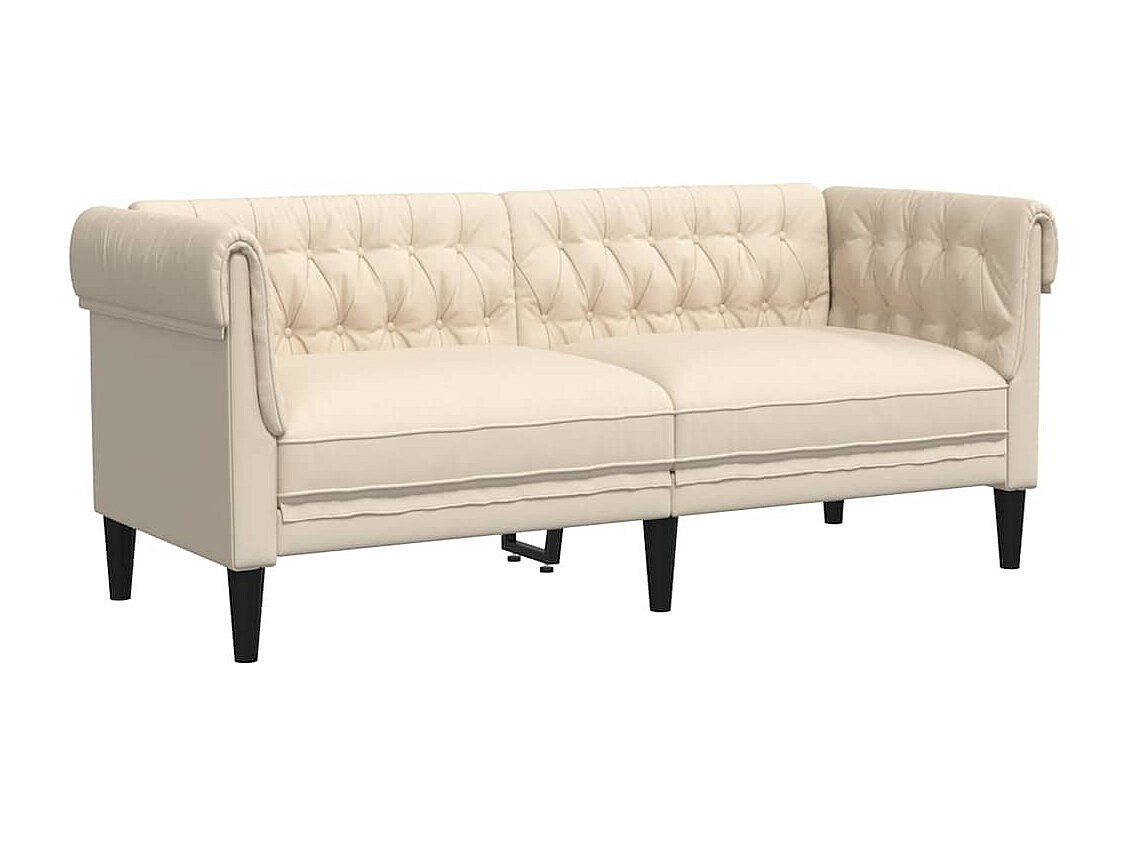 Canapé Chesterfield droit 2 places beige tissu