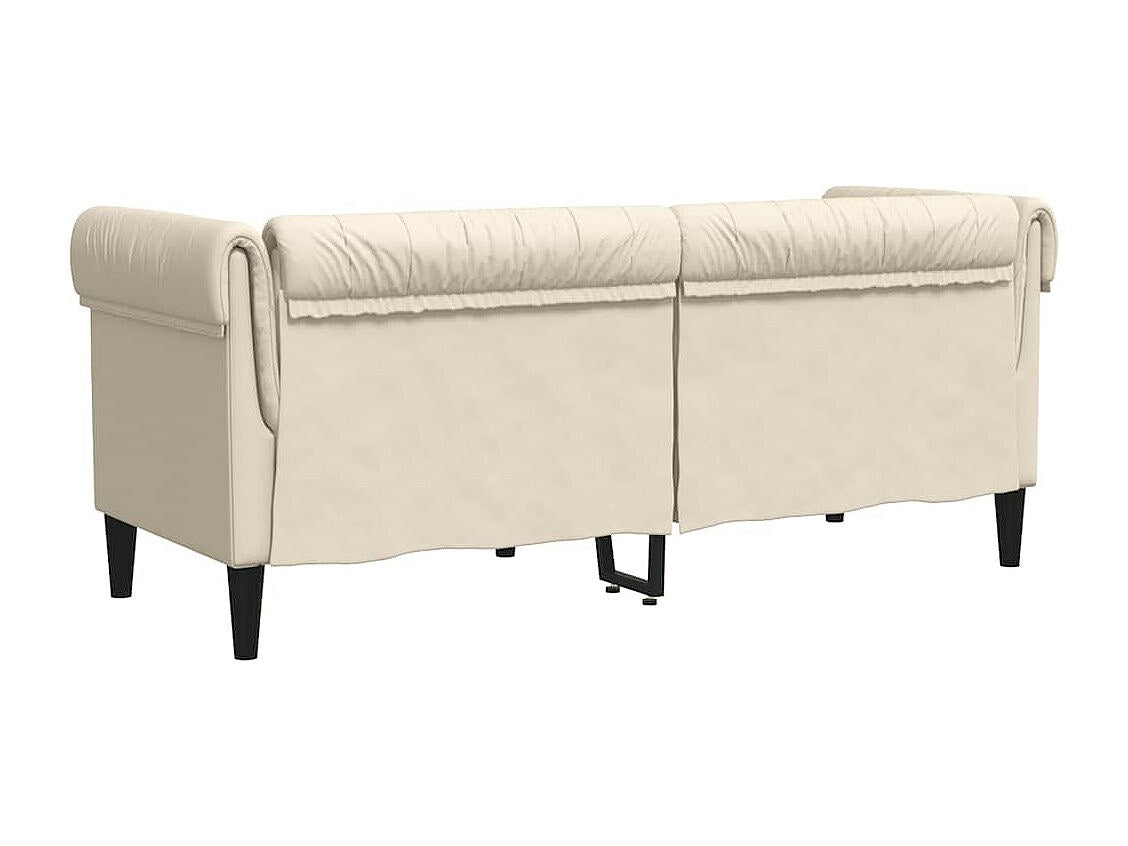 Canapé Chesterfield droit 2 places beige tissu