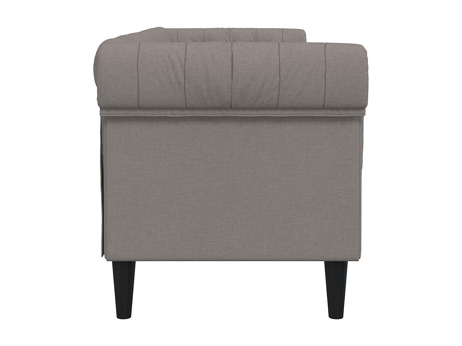 Canapé Chesterfield droit 3 places taupe tissu