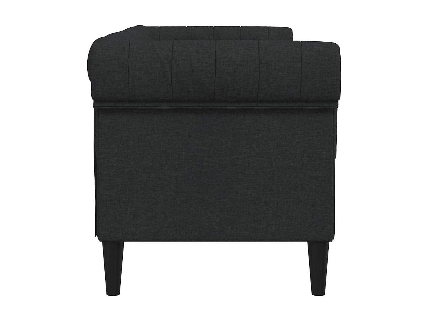 Canapé Chesterfield droit 2 places noir tissu