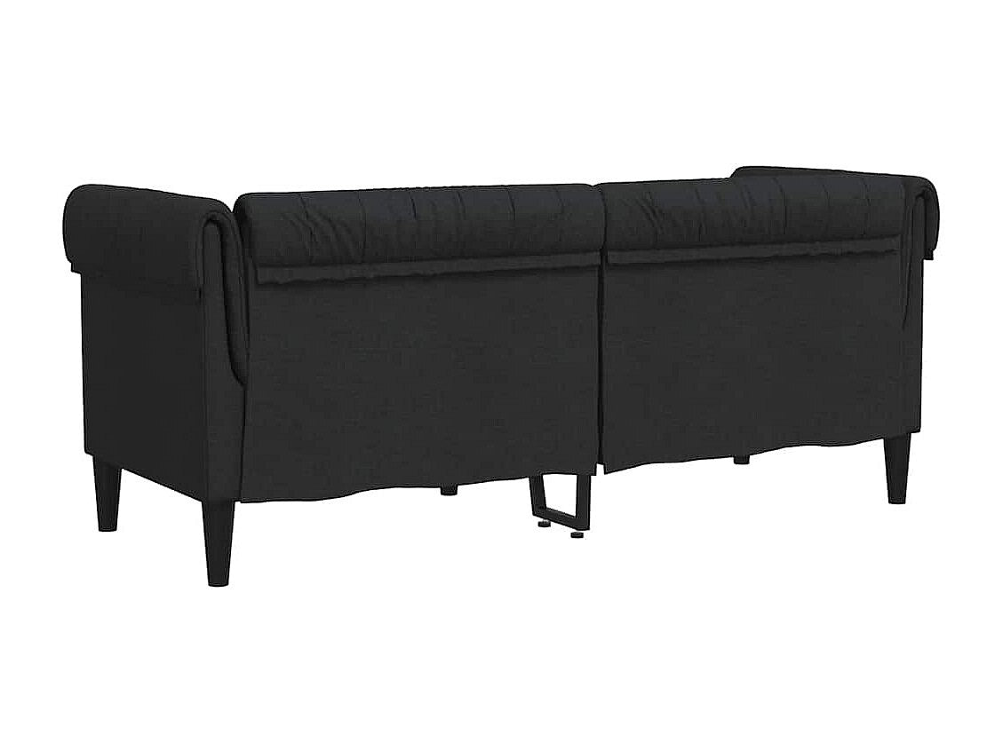 Canapé Chesterfield droit 2 places noir tissu