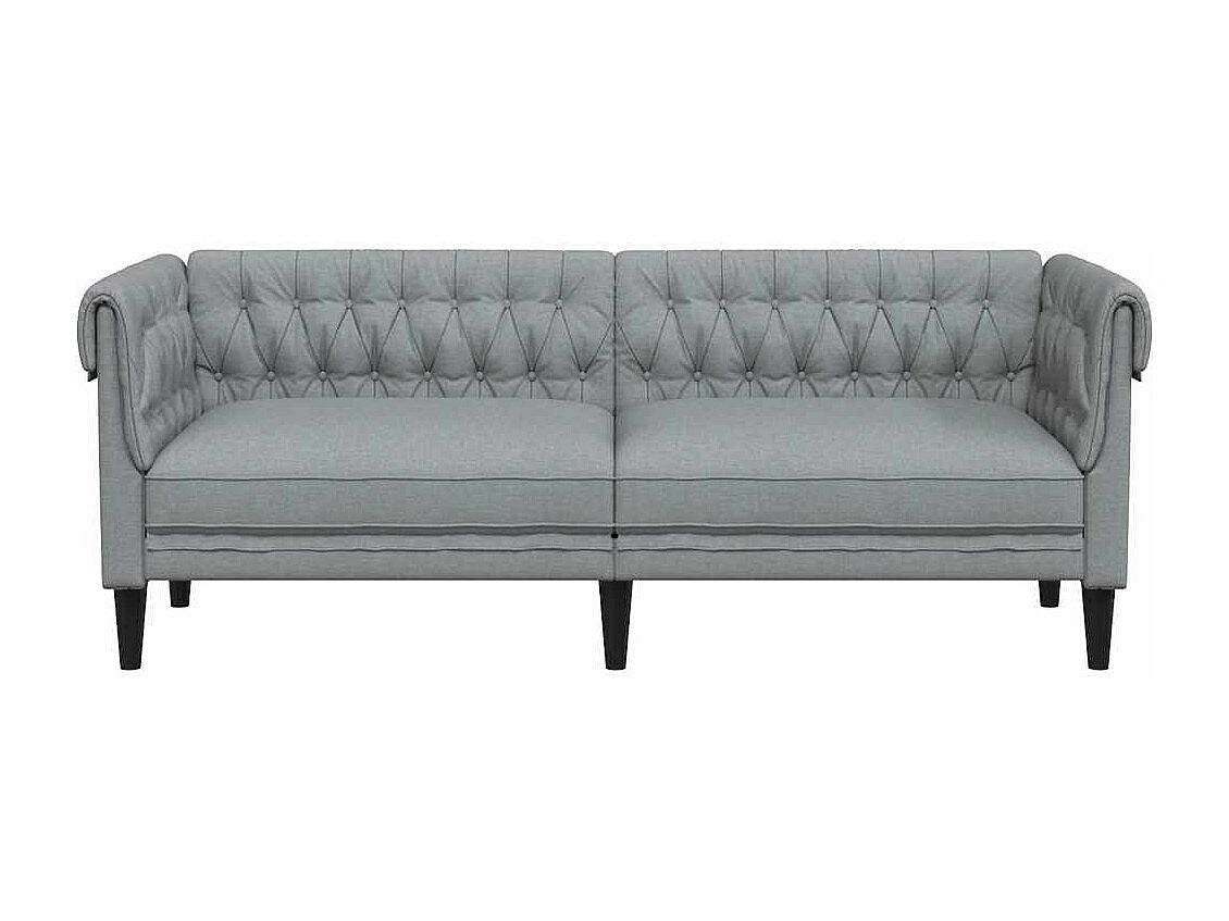 Canapé Chesterfield droit 3 places gris tissu