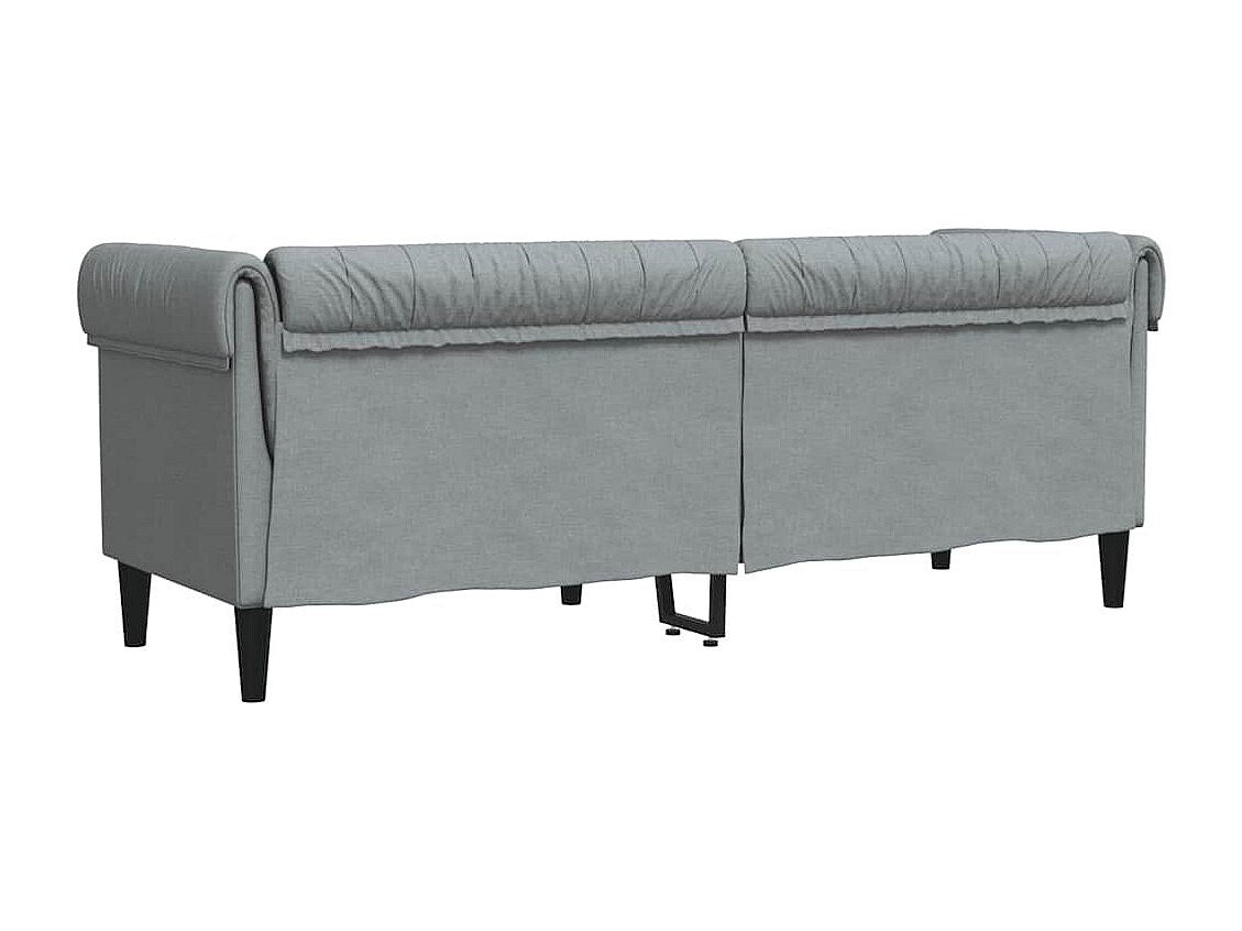 Canapé Chesterfield droit 3 places gris tissu
