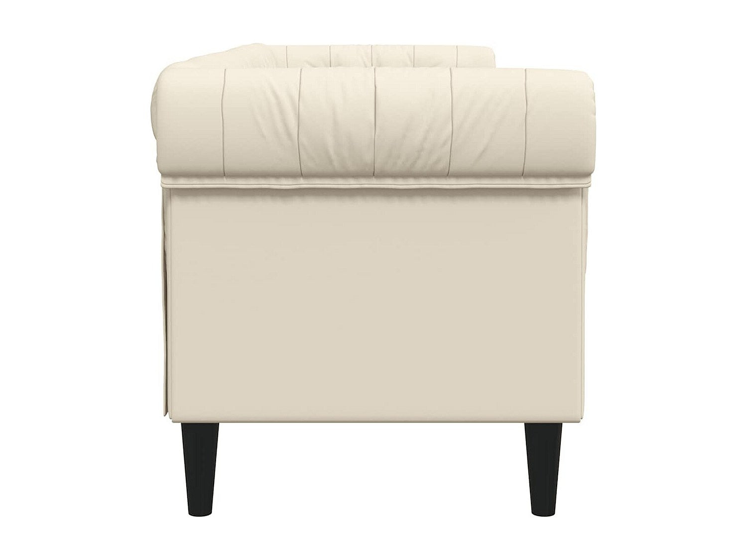 Canapé Chesterfield droit 3 places beige tissu