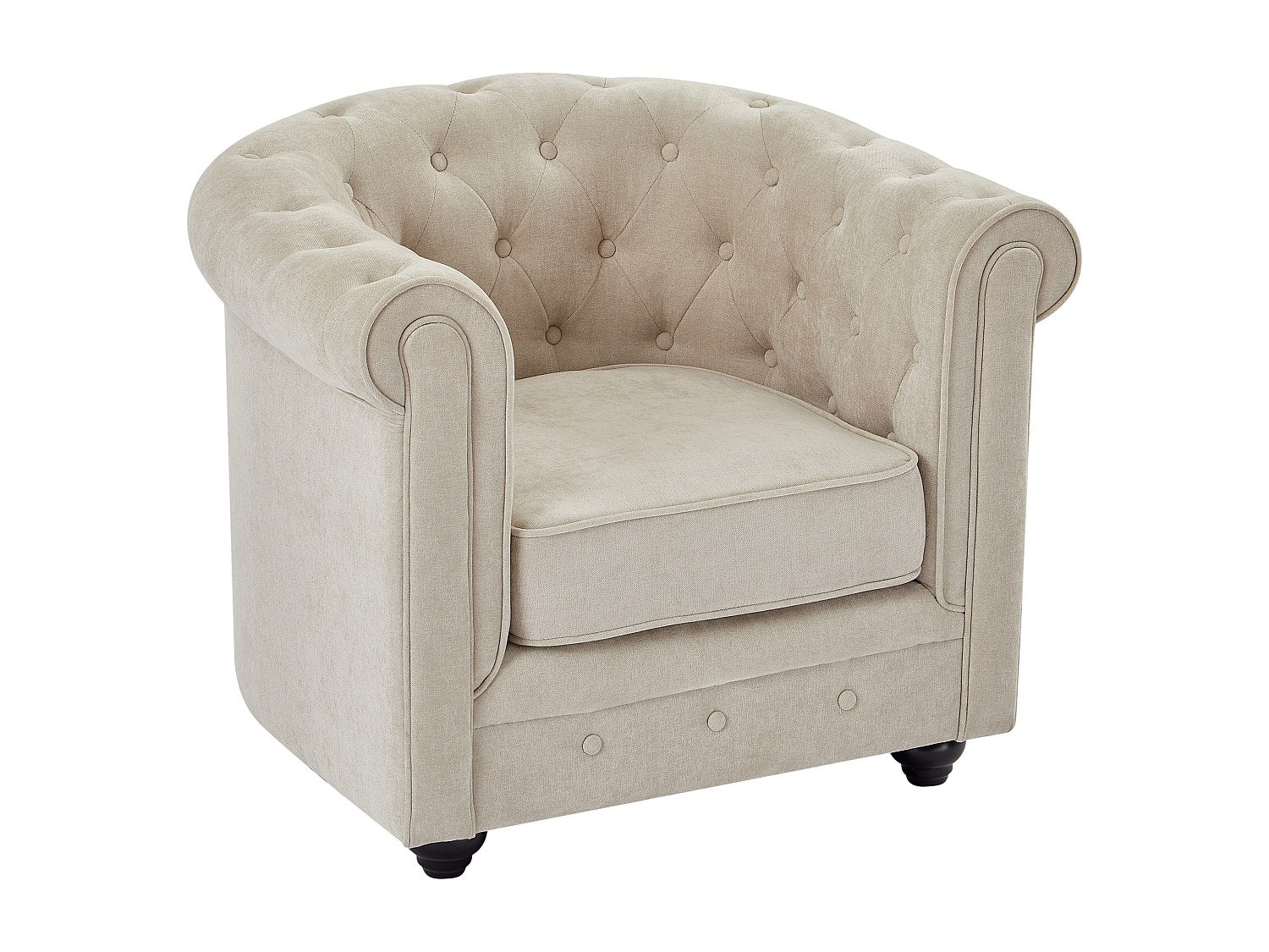 Fauteuil Chesterfield beige tissu