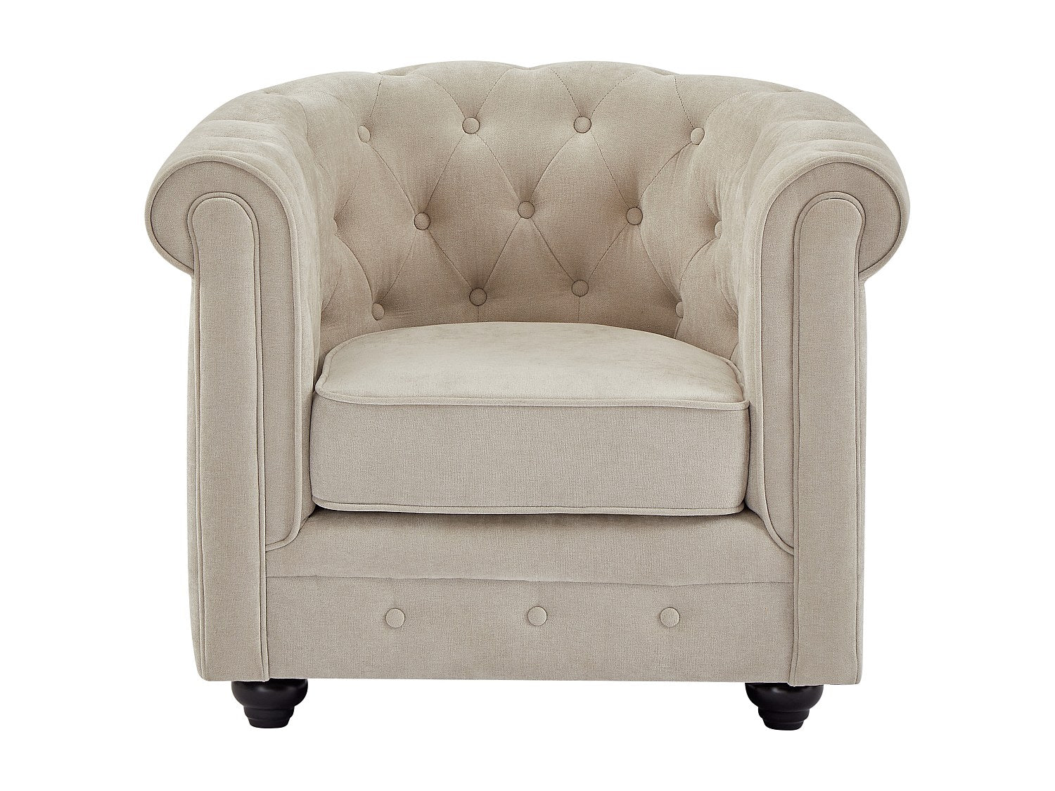 Fauteuil Chesterfield beige tissu