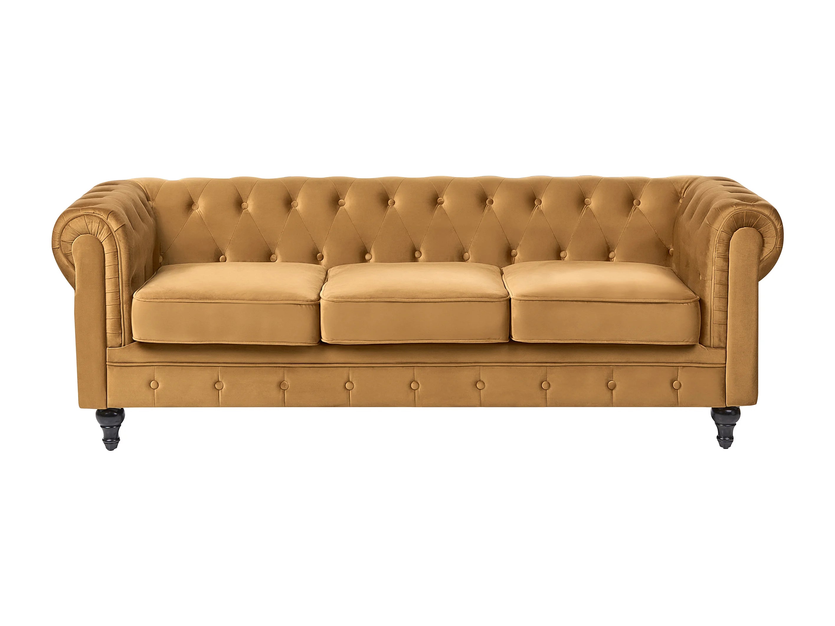 Canapé Chesterfield 3 Places Velours Doré
