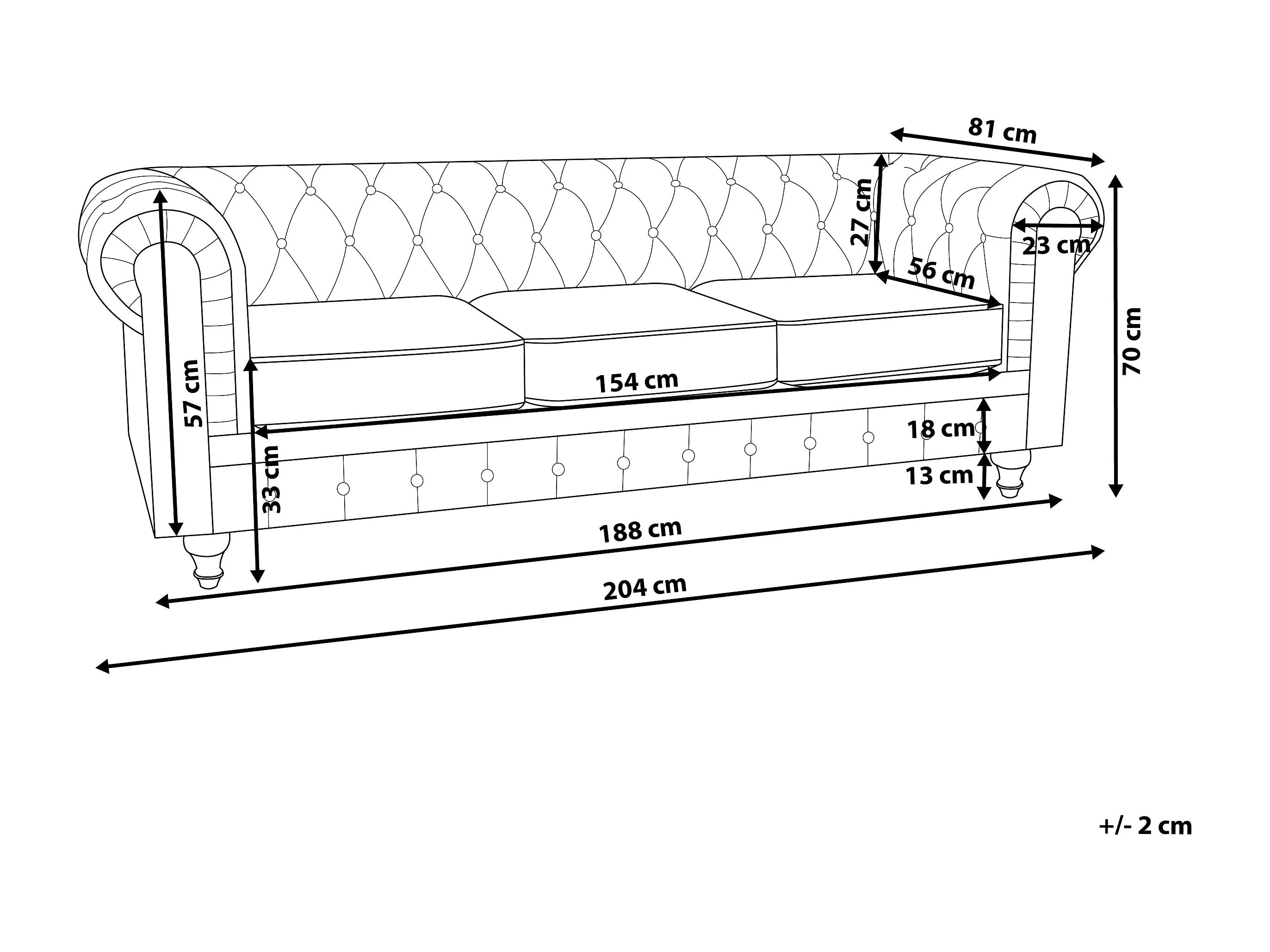 Canapé Chesterfield 3 Places Velours Doré