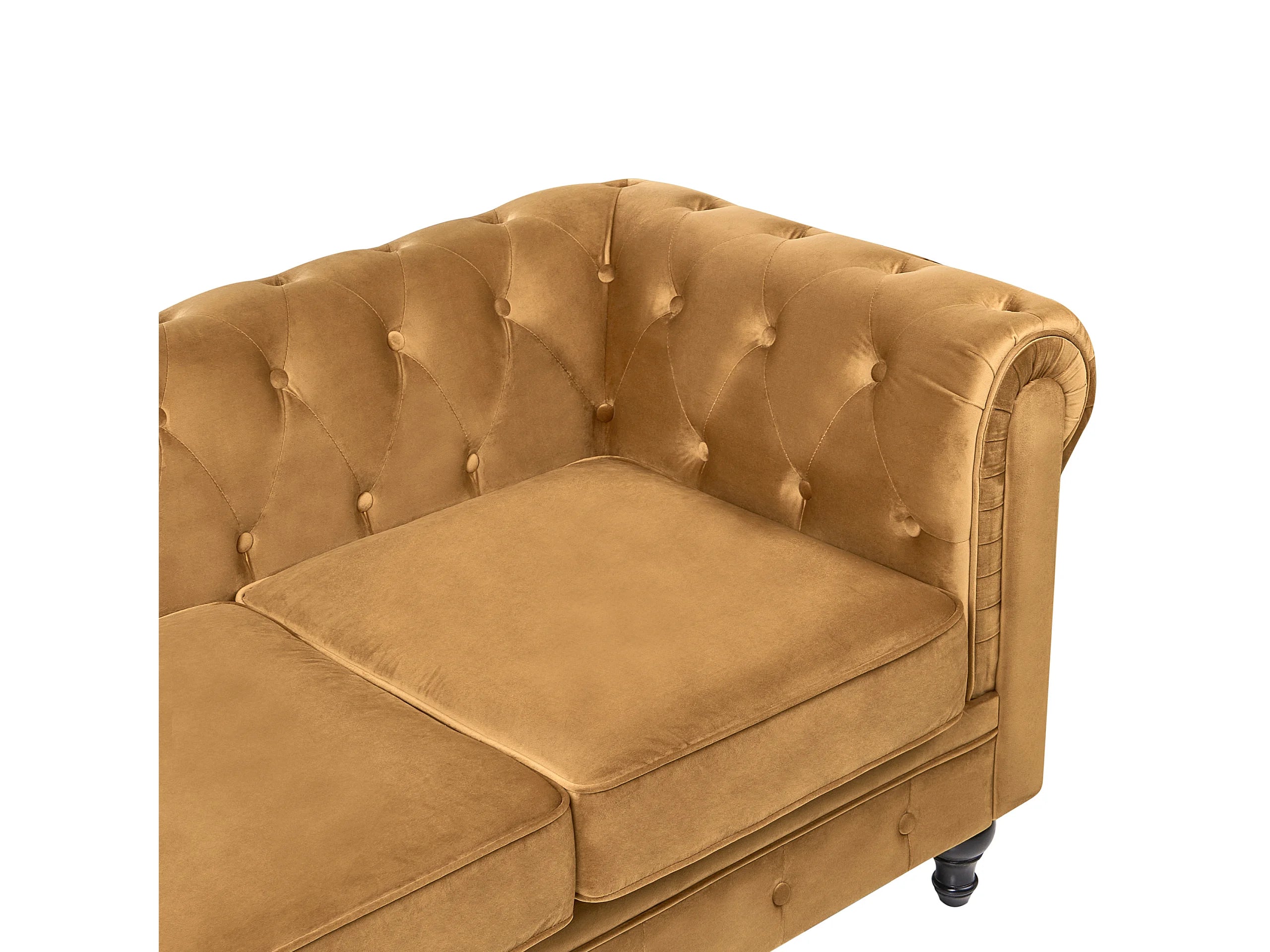 Canapé Chesterfield 3 Places Velours Doré