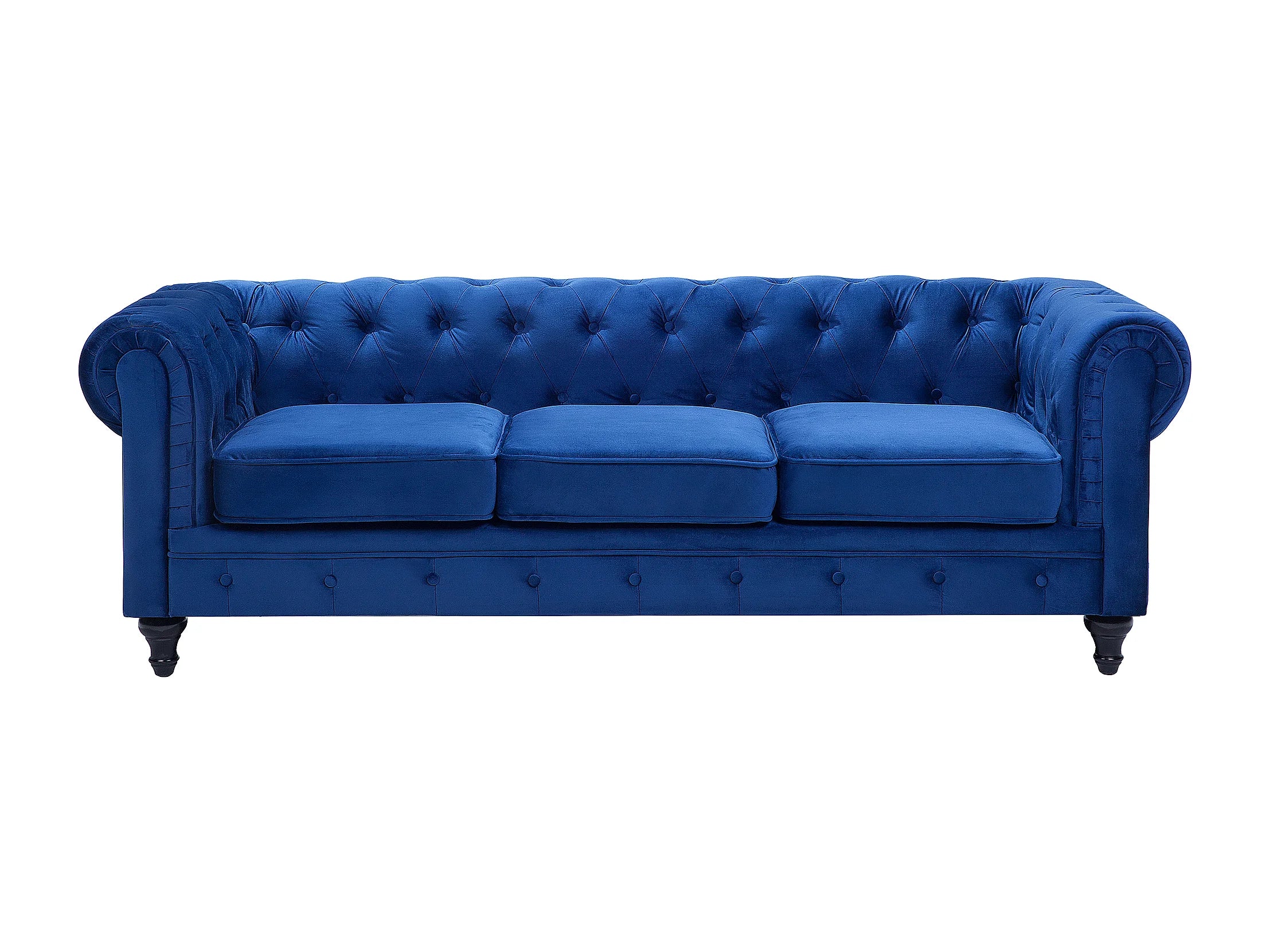Canapé Chesterfield 3 Places Velours Bleu