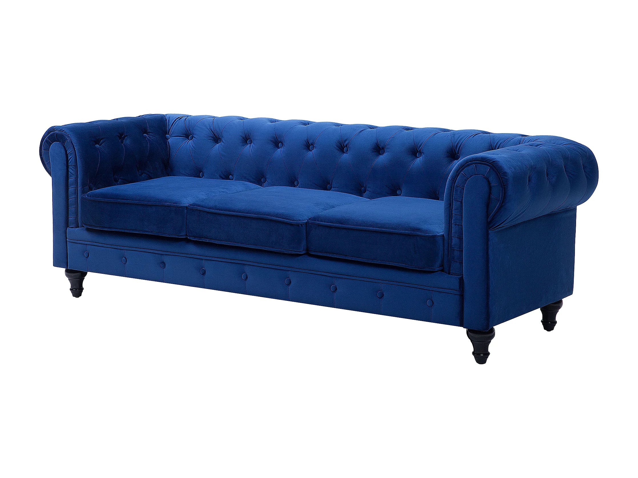 Canapé Chesterfield 3 Places Velours Bleu