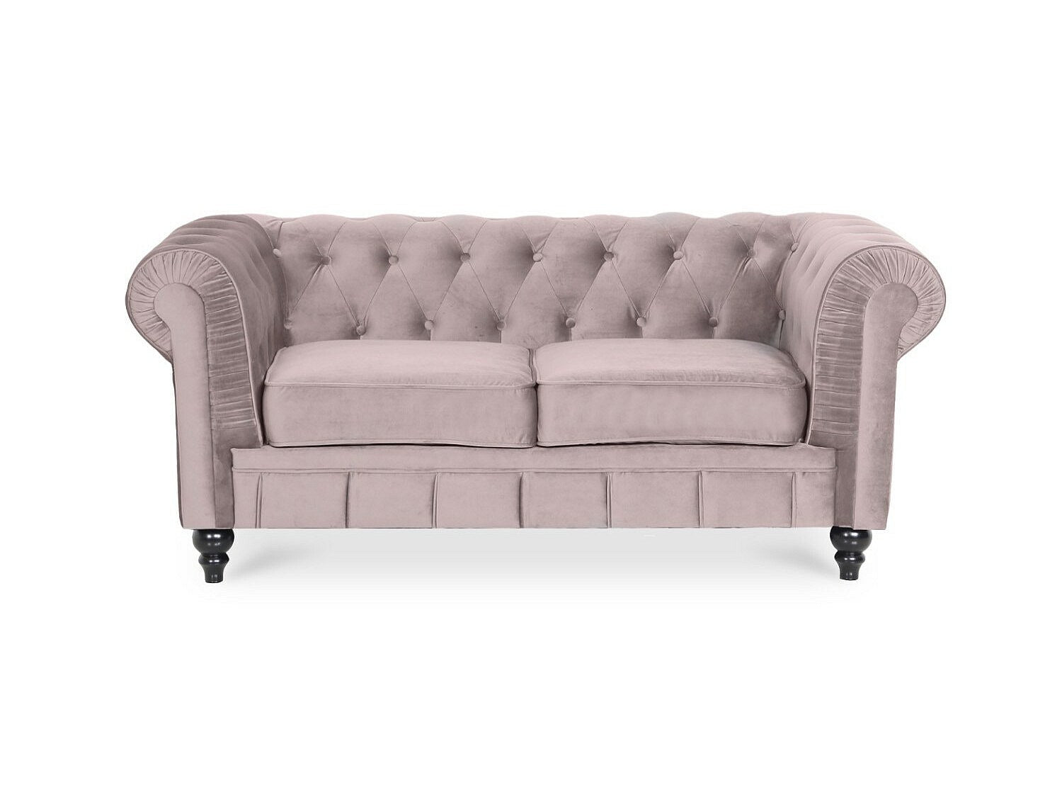 Canapé Chesterfield droit 2 places taupe velours - Altesse