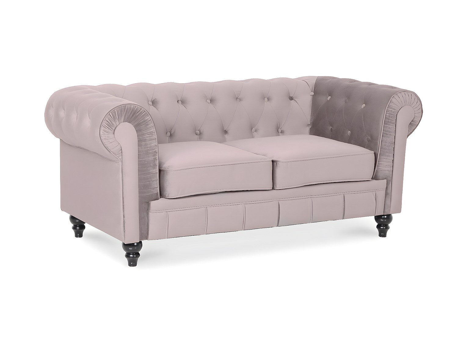 Canapé Chesterfield droit 2 places taupe velours - Altesse