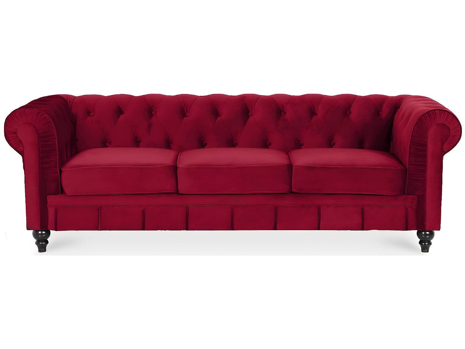 Canapé Chesterfield droit 3 places rouge velours - Altesse