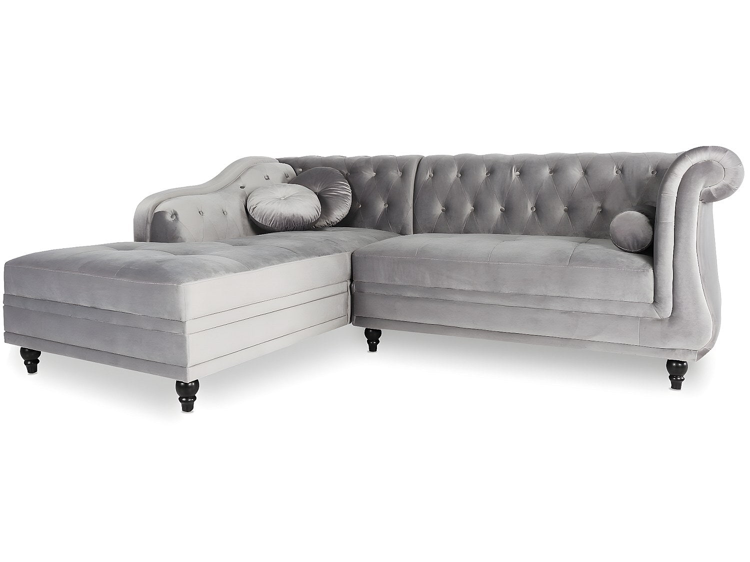 Canapé Chesterfield angle gris velours - Empire