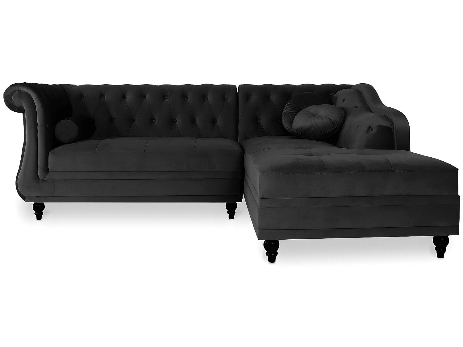 Canapé Chesterfield angle noir velours - Empire