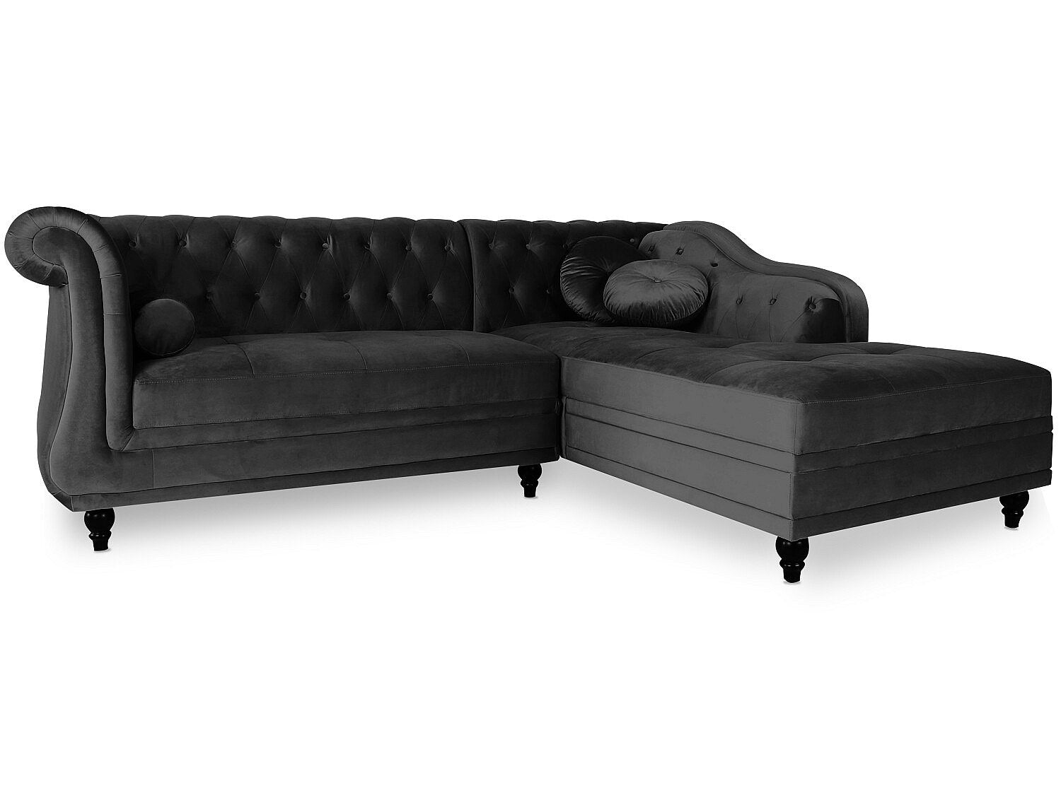 Canapé Chesterfield angle noir velours - Empire