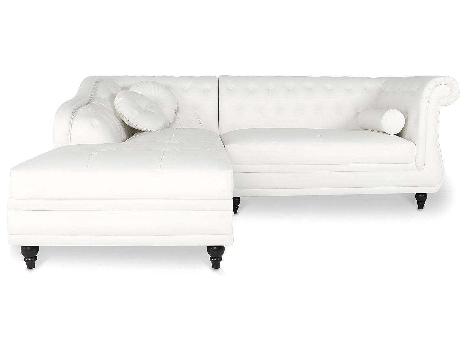 Canapé Chesterfield angle blanc simili cuir - Empire