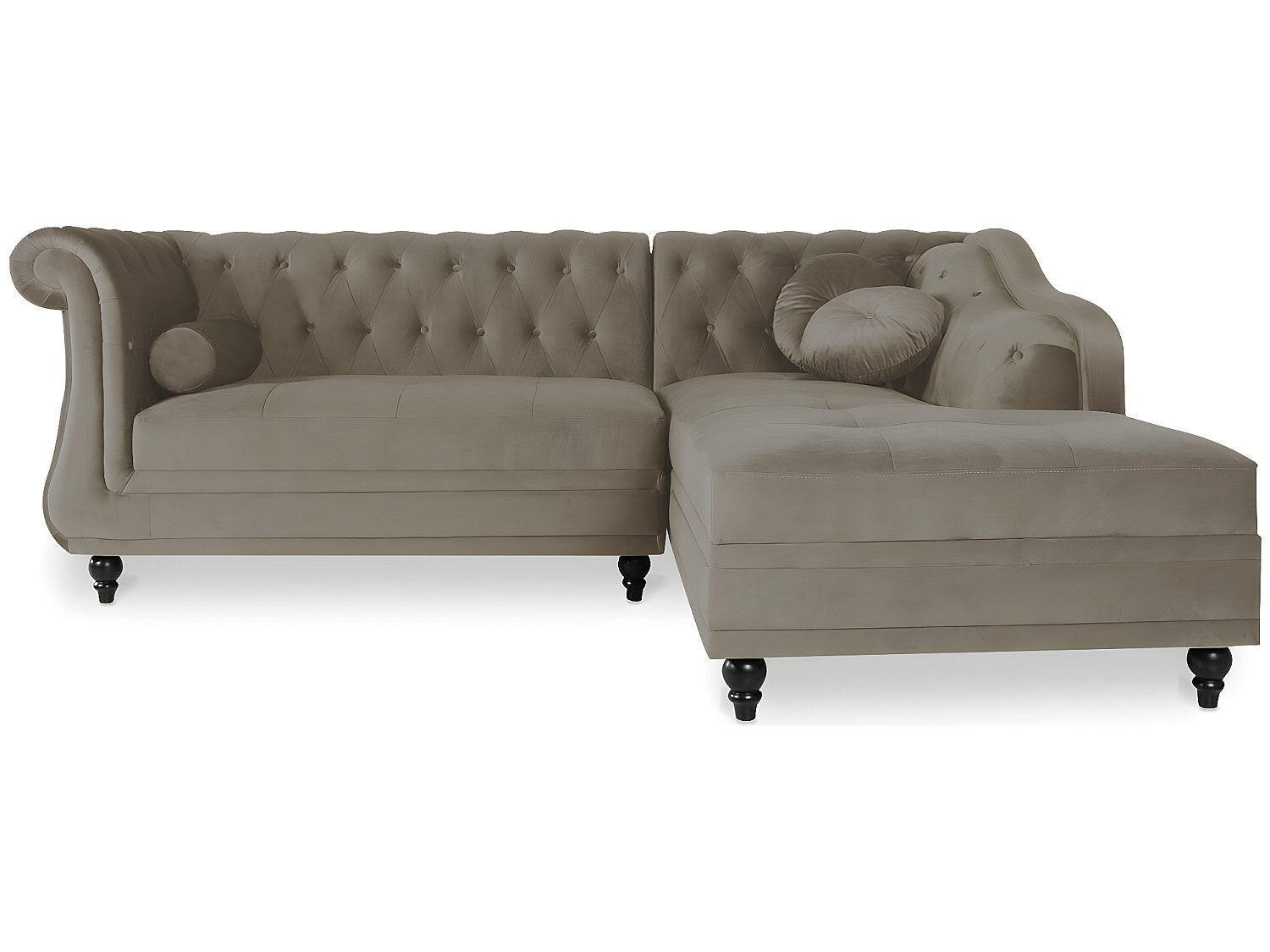 Canapé Chesterfield angle taupe velours - Empire