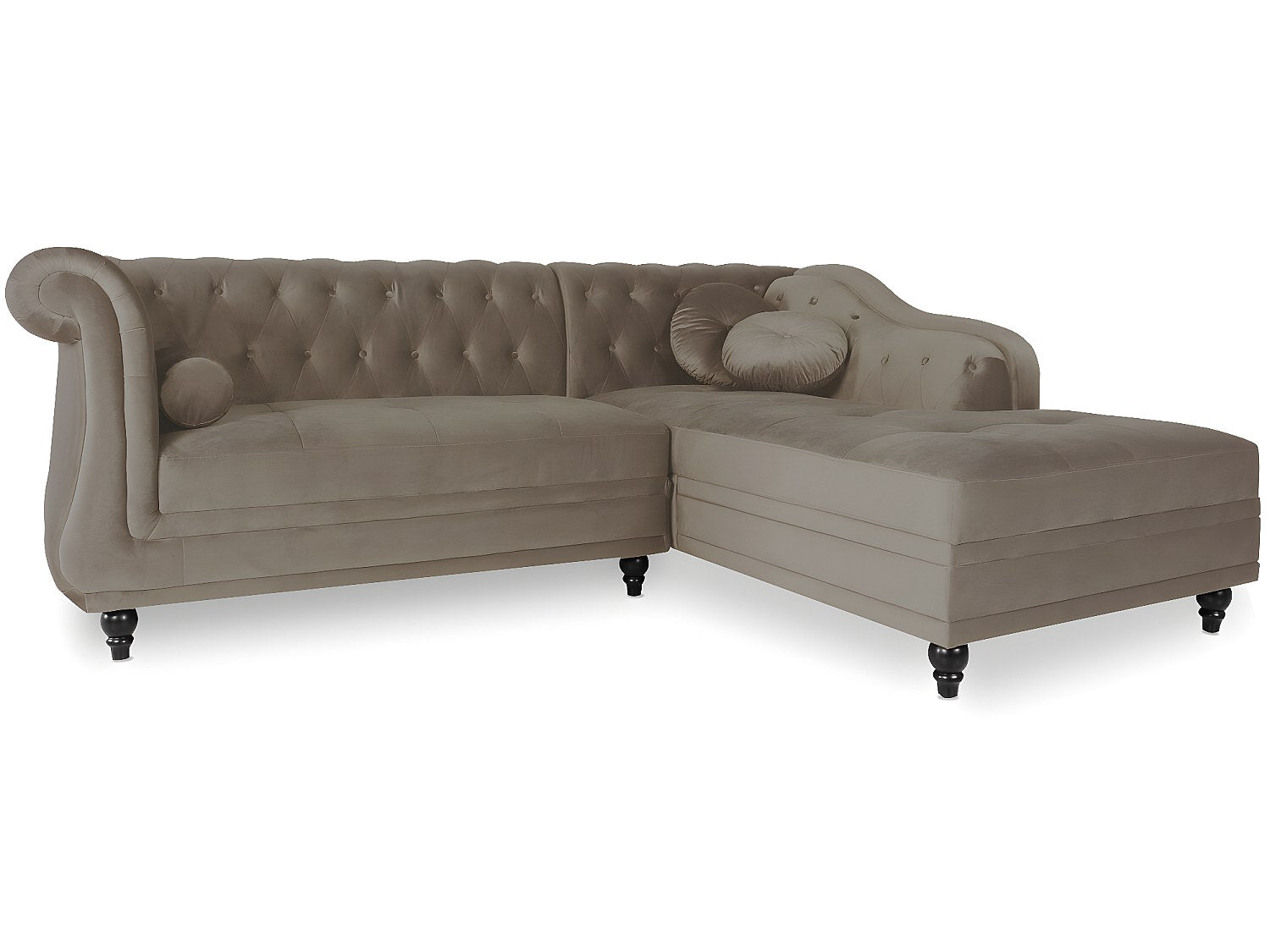 Canapé Chesterfield angle taupe velours - Empire