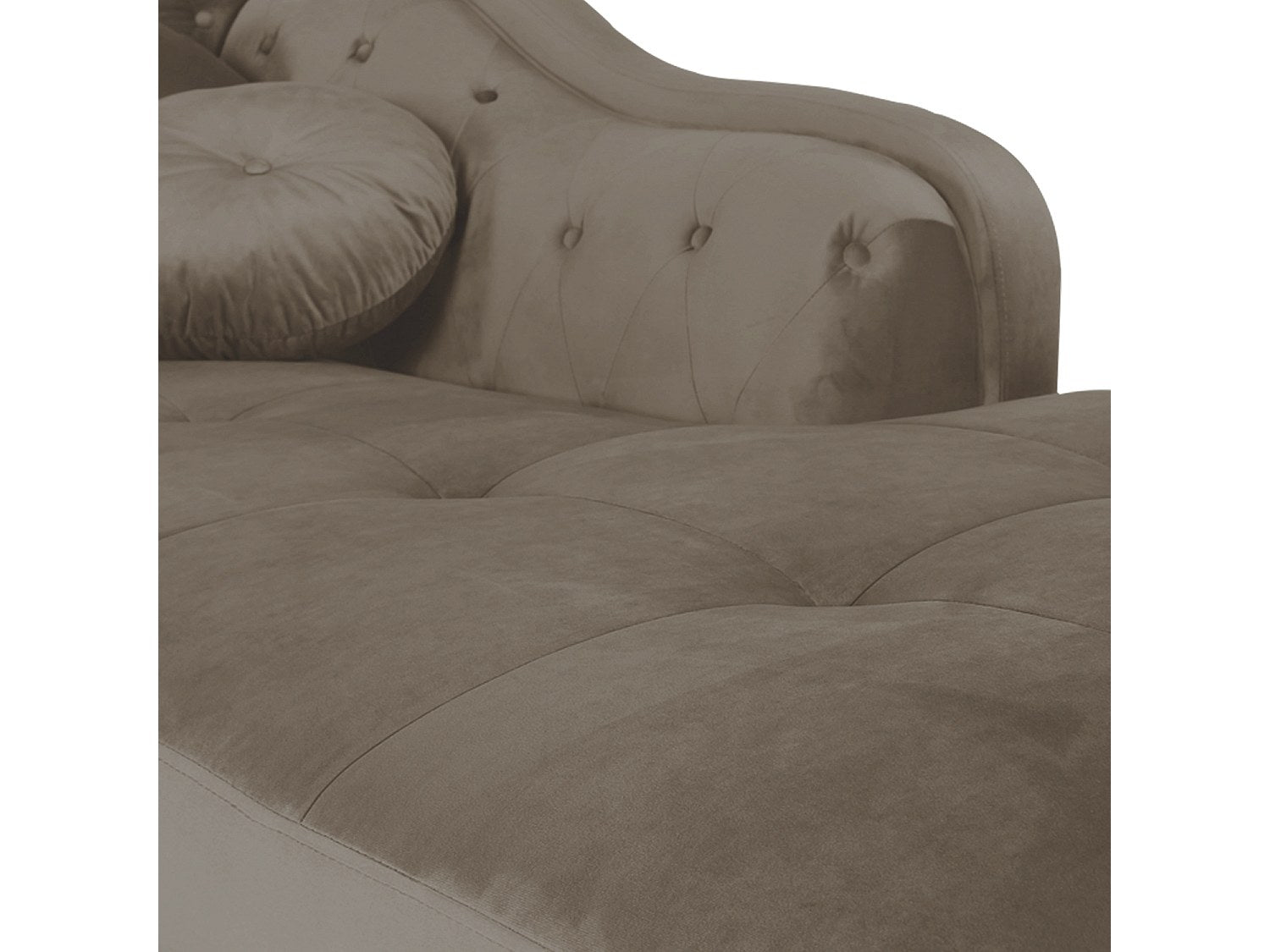 Canapé Chesterfield angle taupe velours - Empire