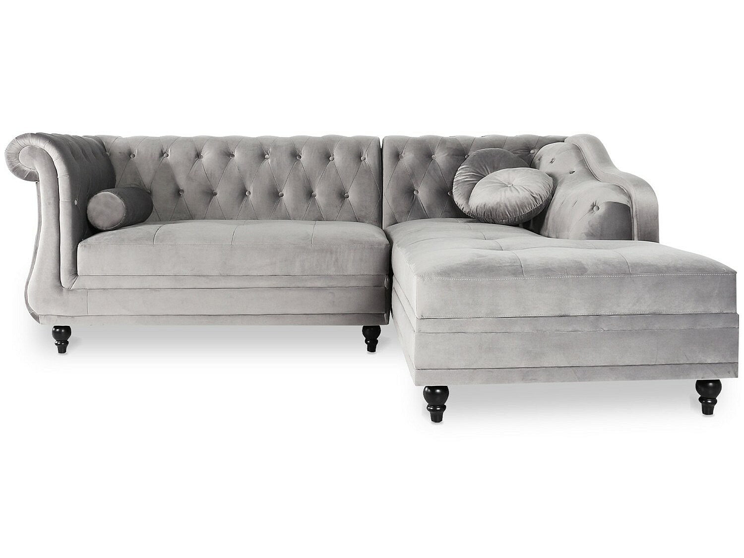 Canapé Chesterfield angle gris velours - Empire