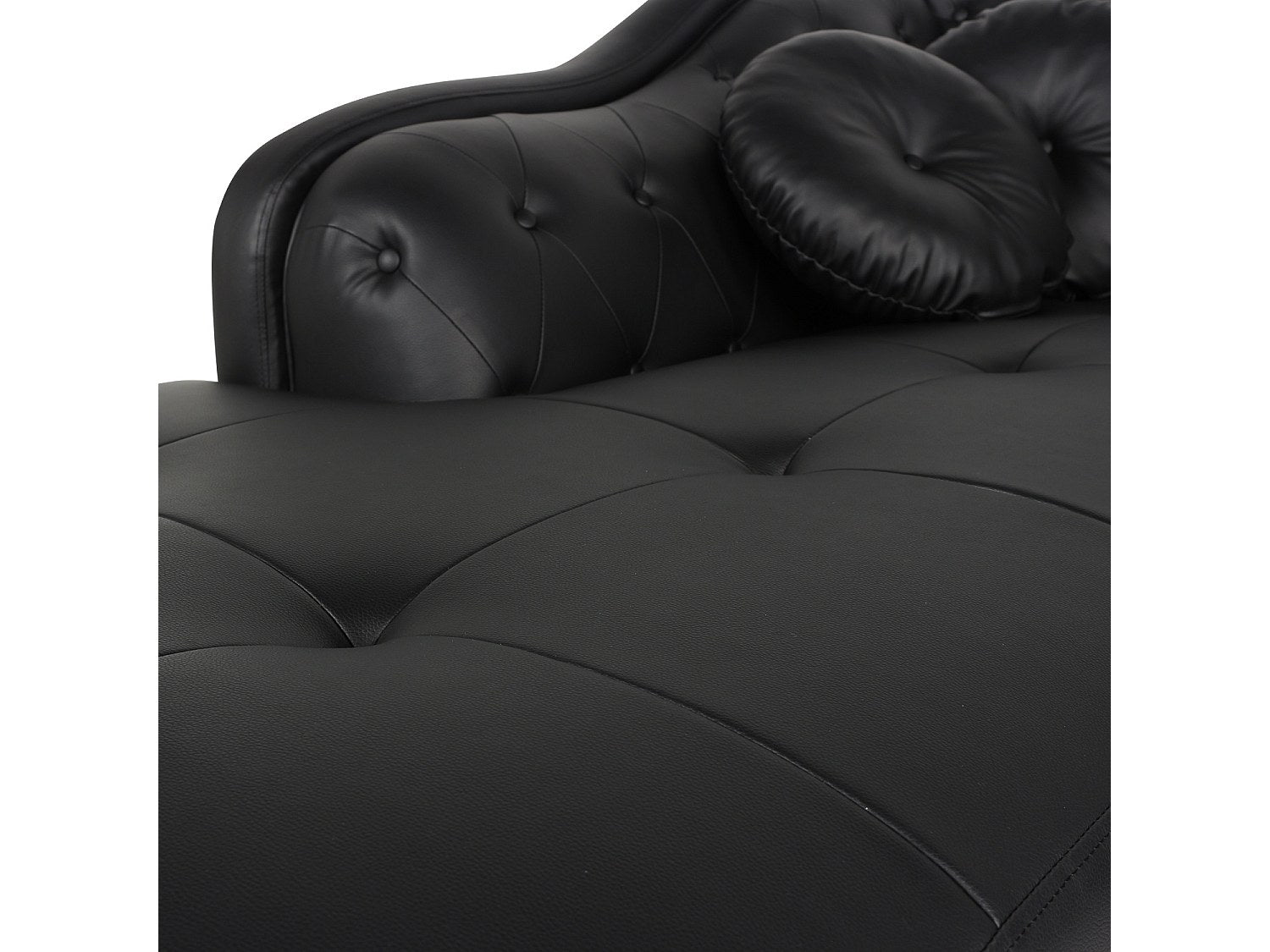 Canapé Chesterfield angle noir simili cuir - Empire