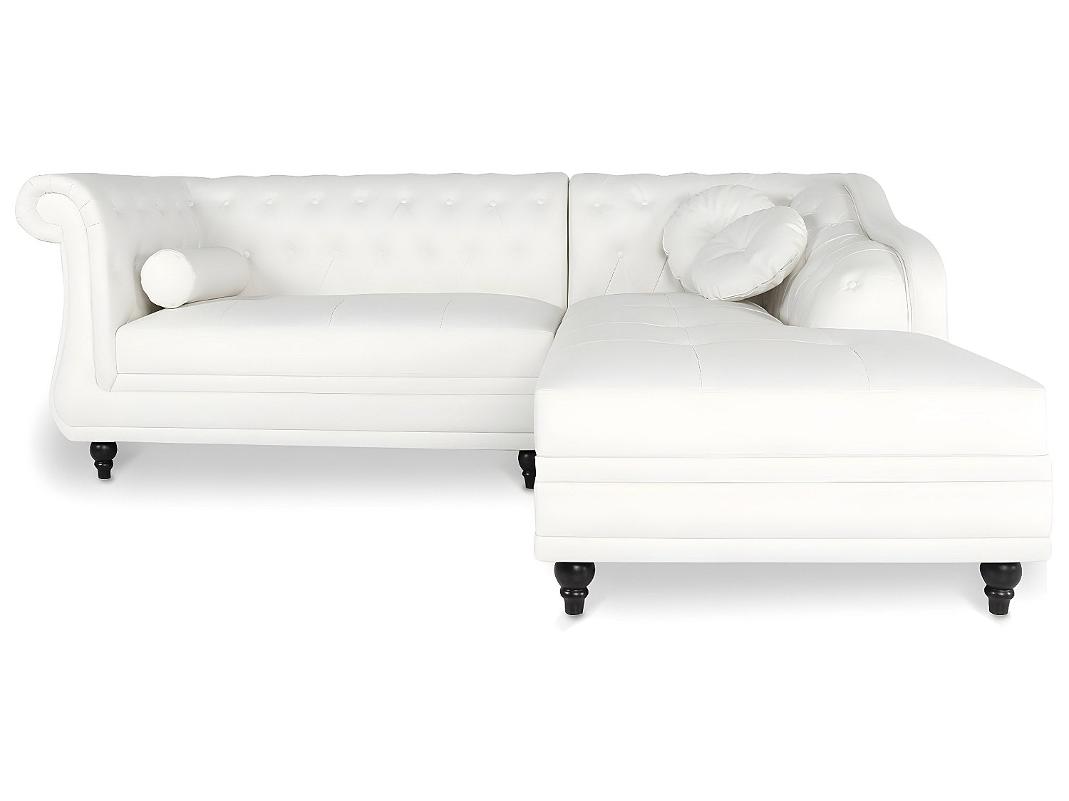 Canapé Chesterfield angle blanc simili cuir - Empire