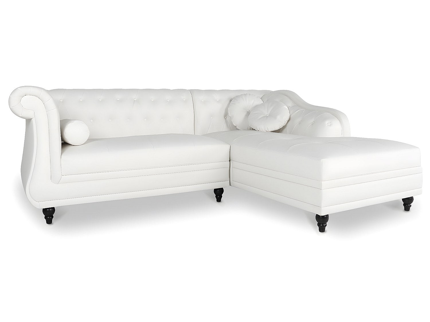 Canapé Chesterfield angle blanc simili cuir - Empire