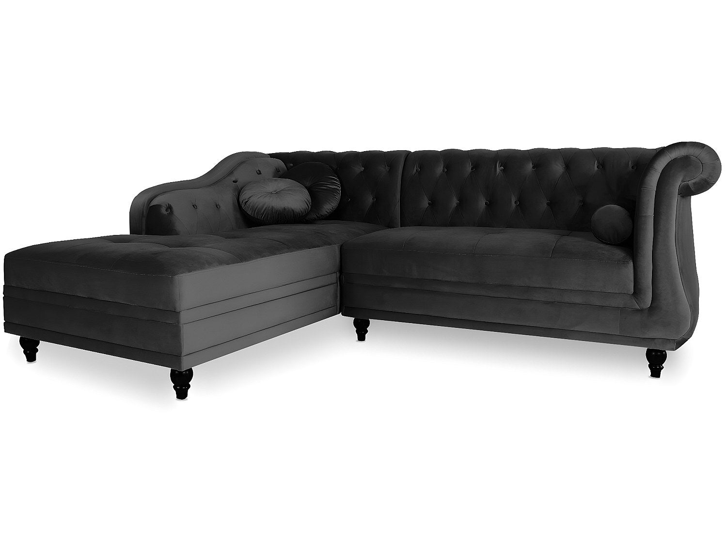 Canapé Chesterfield angle noir velours - Empire