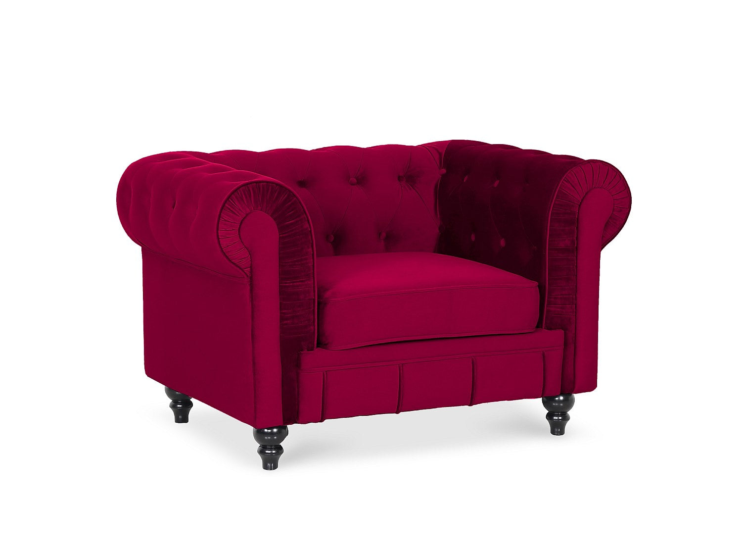 Fauteuil Chesterfield rouge velours - Altesse
