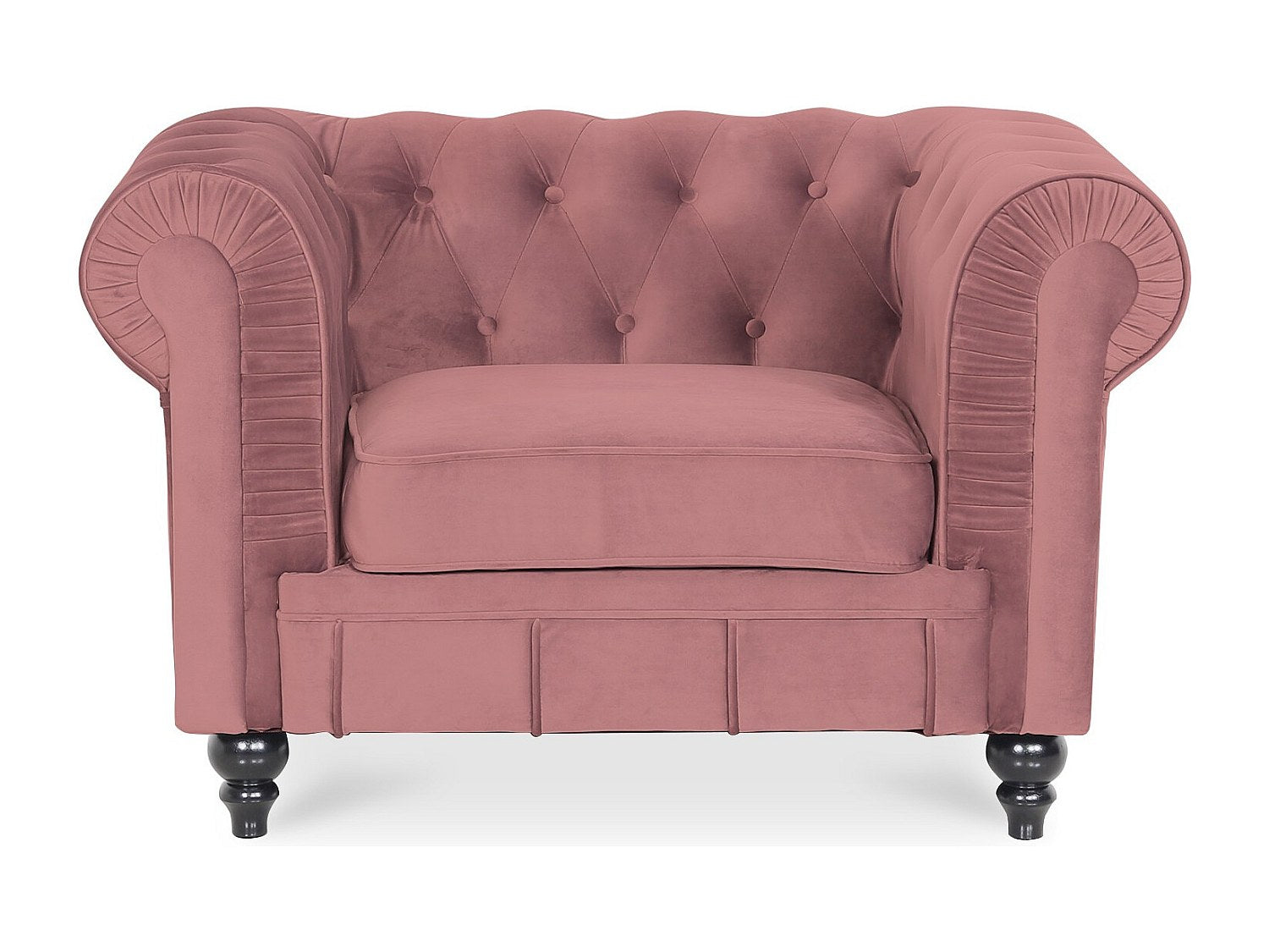 Fauteuil Chesterfield rose velours - Altesse