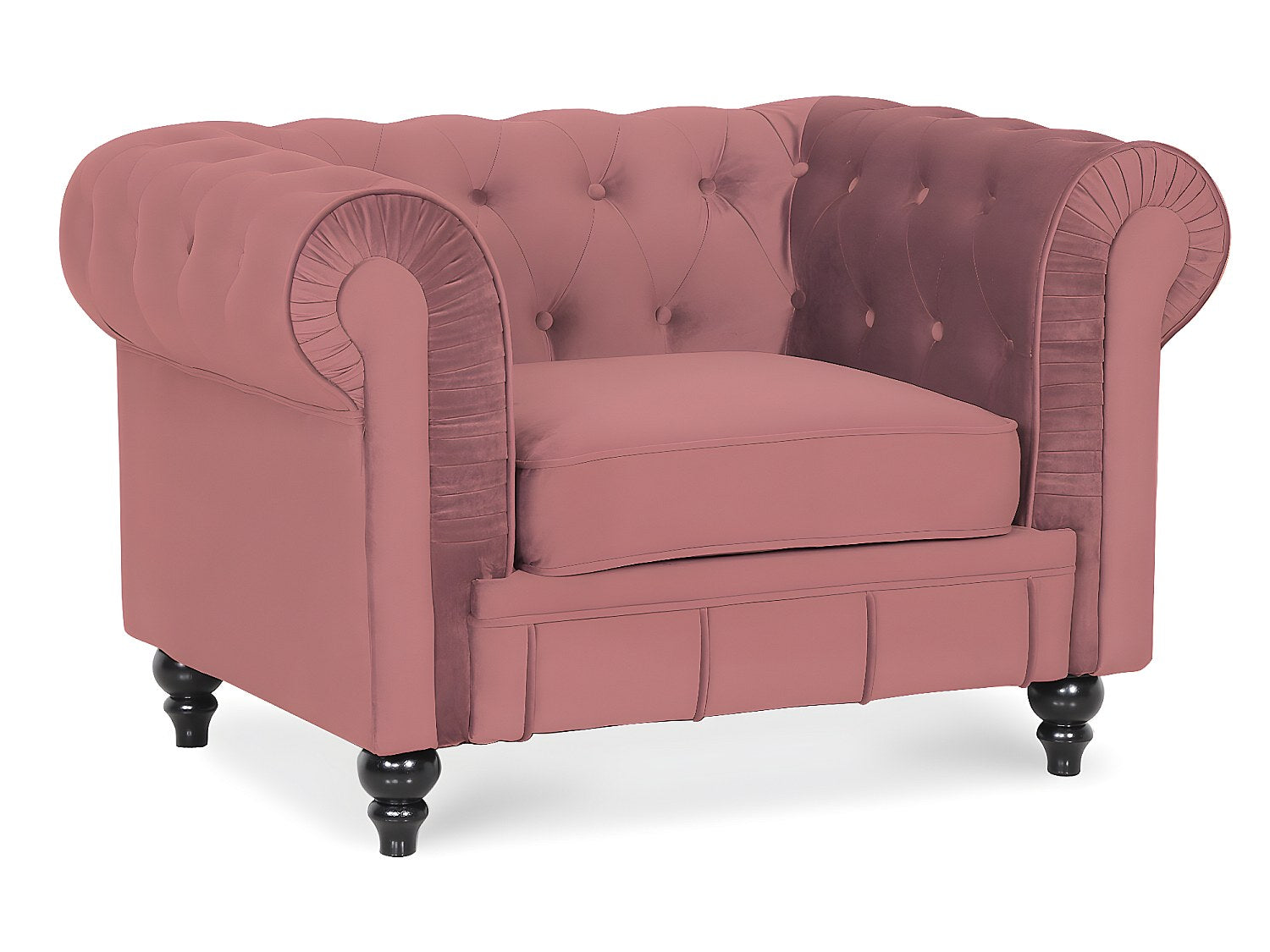 Fauteuil Chesterfield rose velours - Altesse