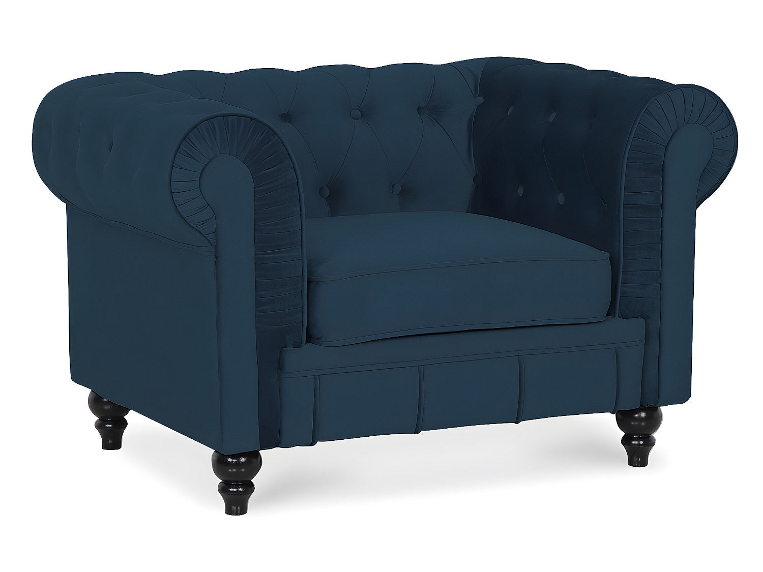 Fauteuil Chesterfield bleu velours - Altesse