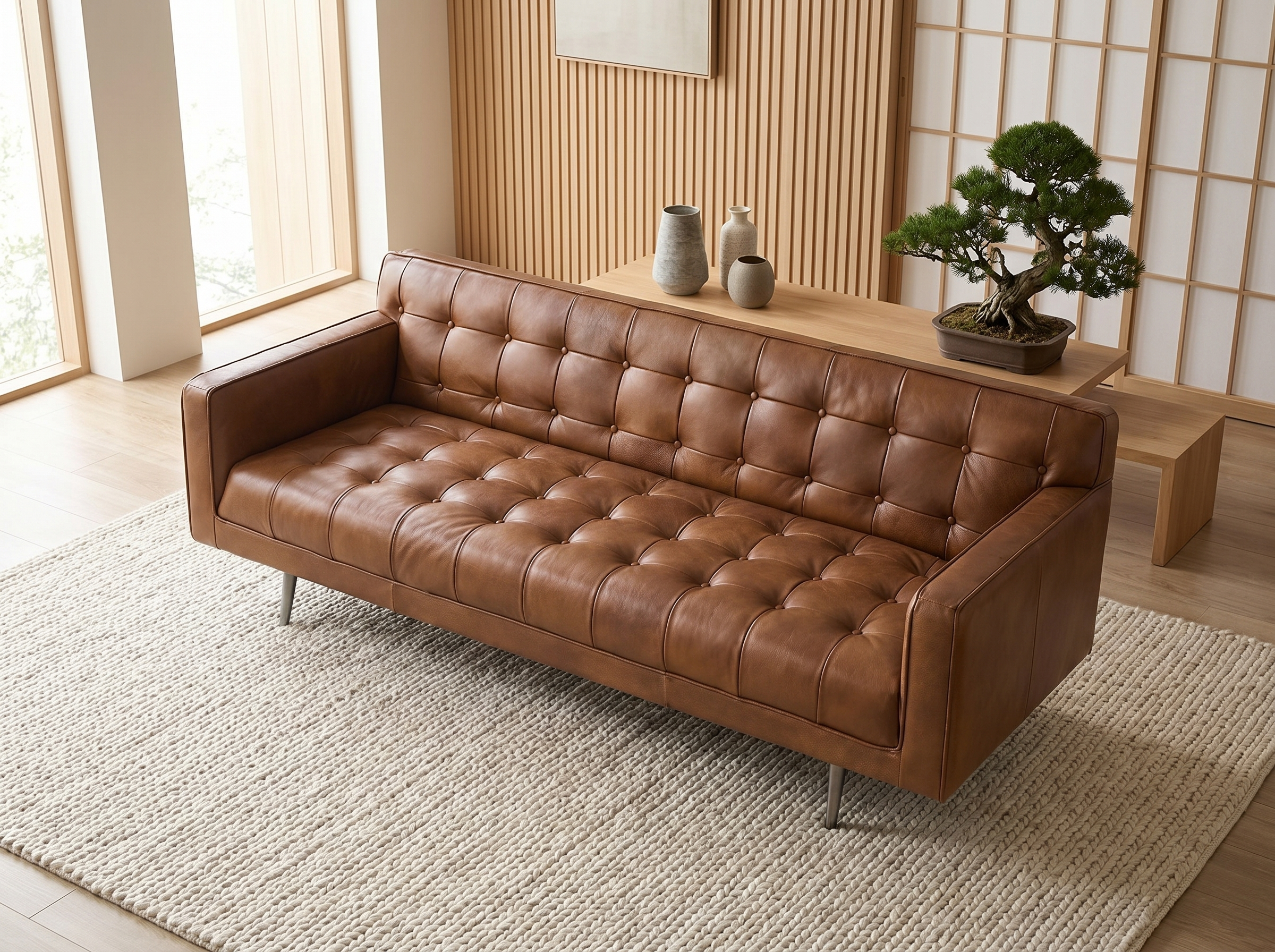Canapé Chesterfield Vintage 3 Places Cuir Marron - Angel Cerda