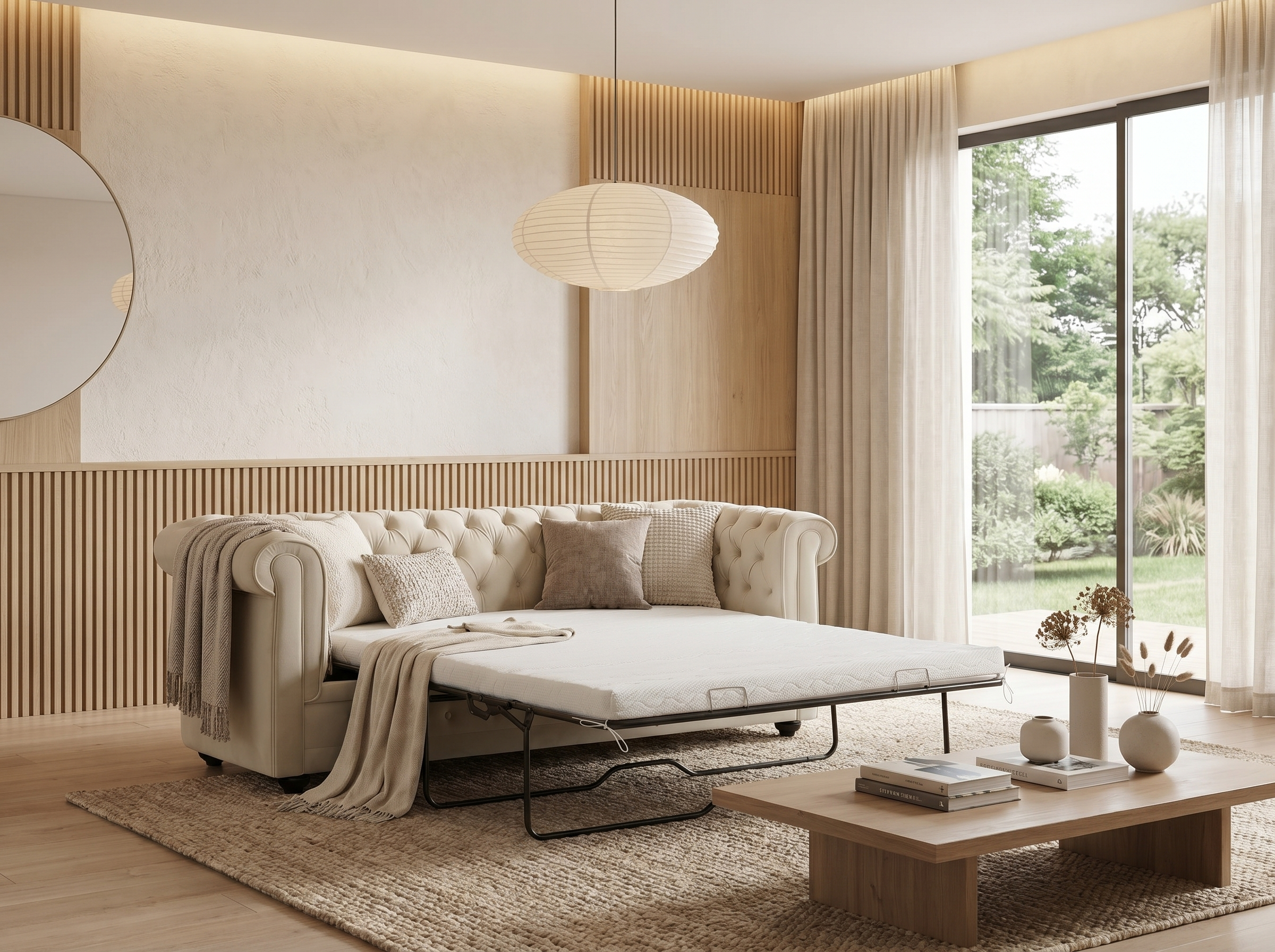 Canapé Chesterfield 3 Places Velours Beige