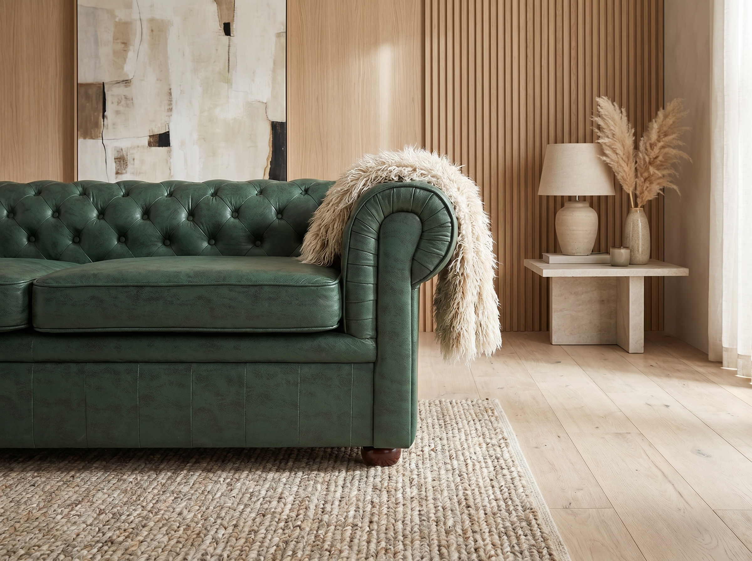Canapé Chesterfield 3 Places Simili Cuir Vert