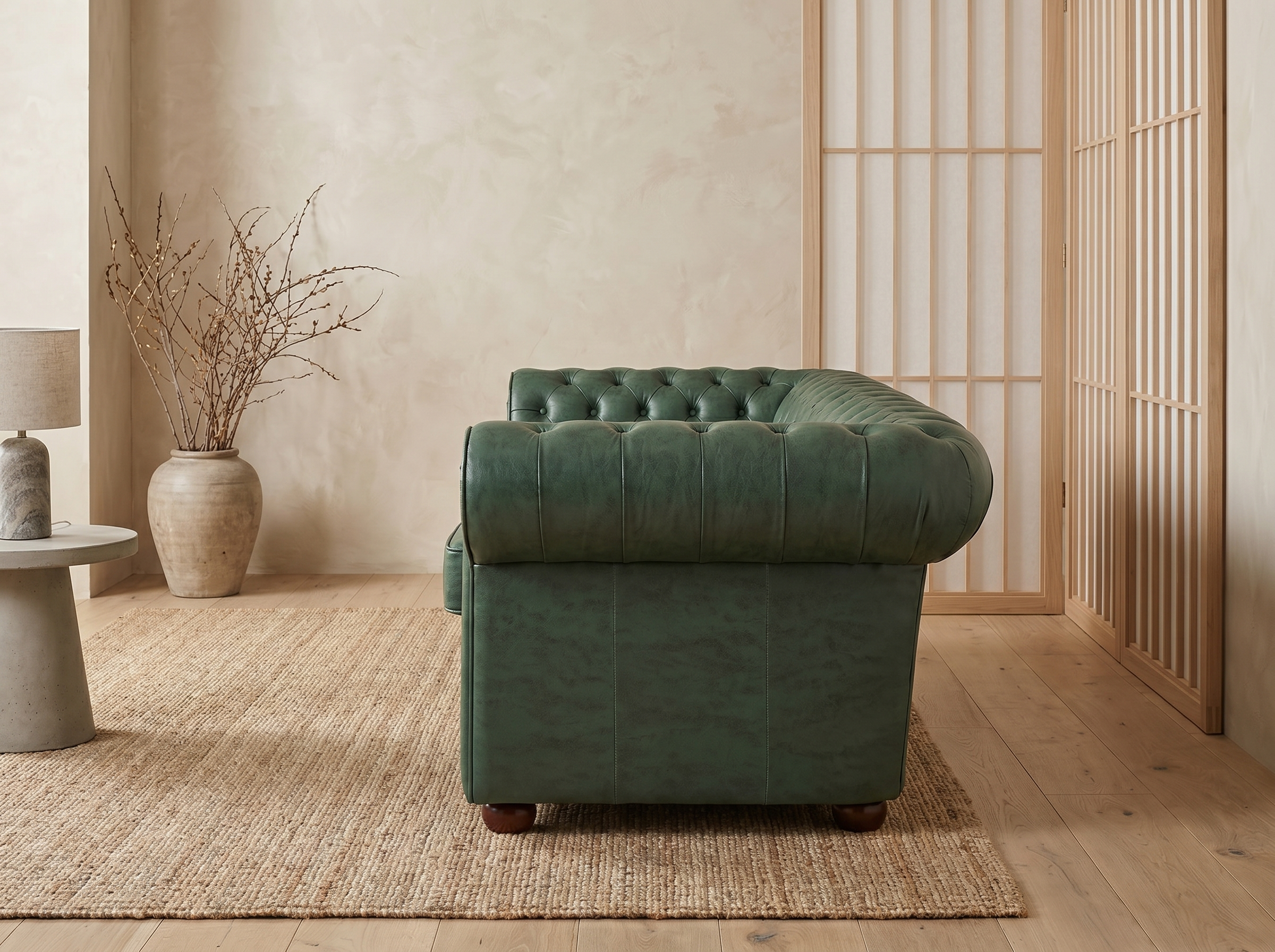 Canapé Chesterfield 3 Places Simili Cuir Vert
